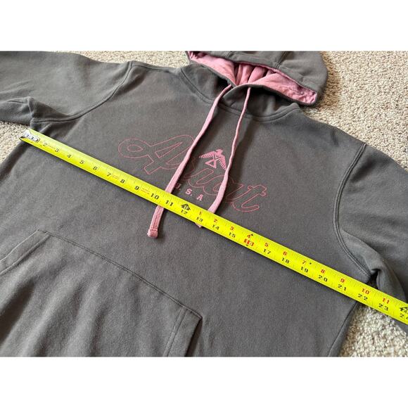Ariat Logo Hoodie Hooded Sweatshirt Pullover Gray Pink Western Real Womens - Picture 3 of 7